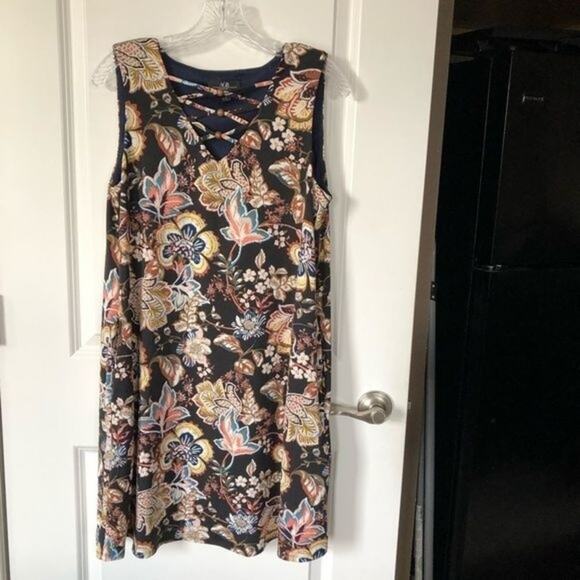 AGB Sleeveless Dress Womens Small S Multi Floral Knee Length Boho Career Office - Picture 1 of 10